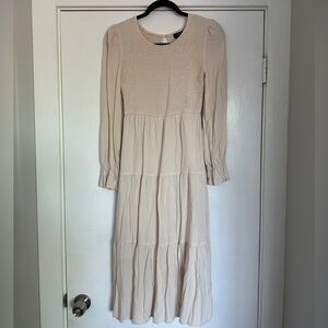 Zesica Women’s Long Puff Sleeve Elastic Waist Smocked Flowy Tiered Midi Dress